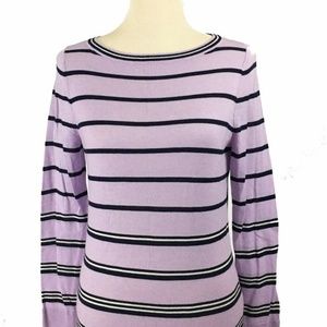 Women TALBOTS Lavender Merino Wool Striped Sweater